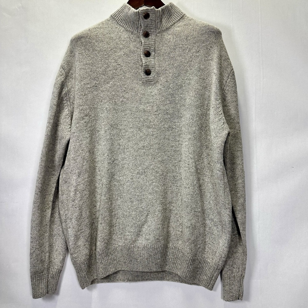 Enzo‎ Mantovani Men's XXL 100% Wool Henley Sweater Thick Preppy Academic Formal
